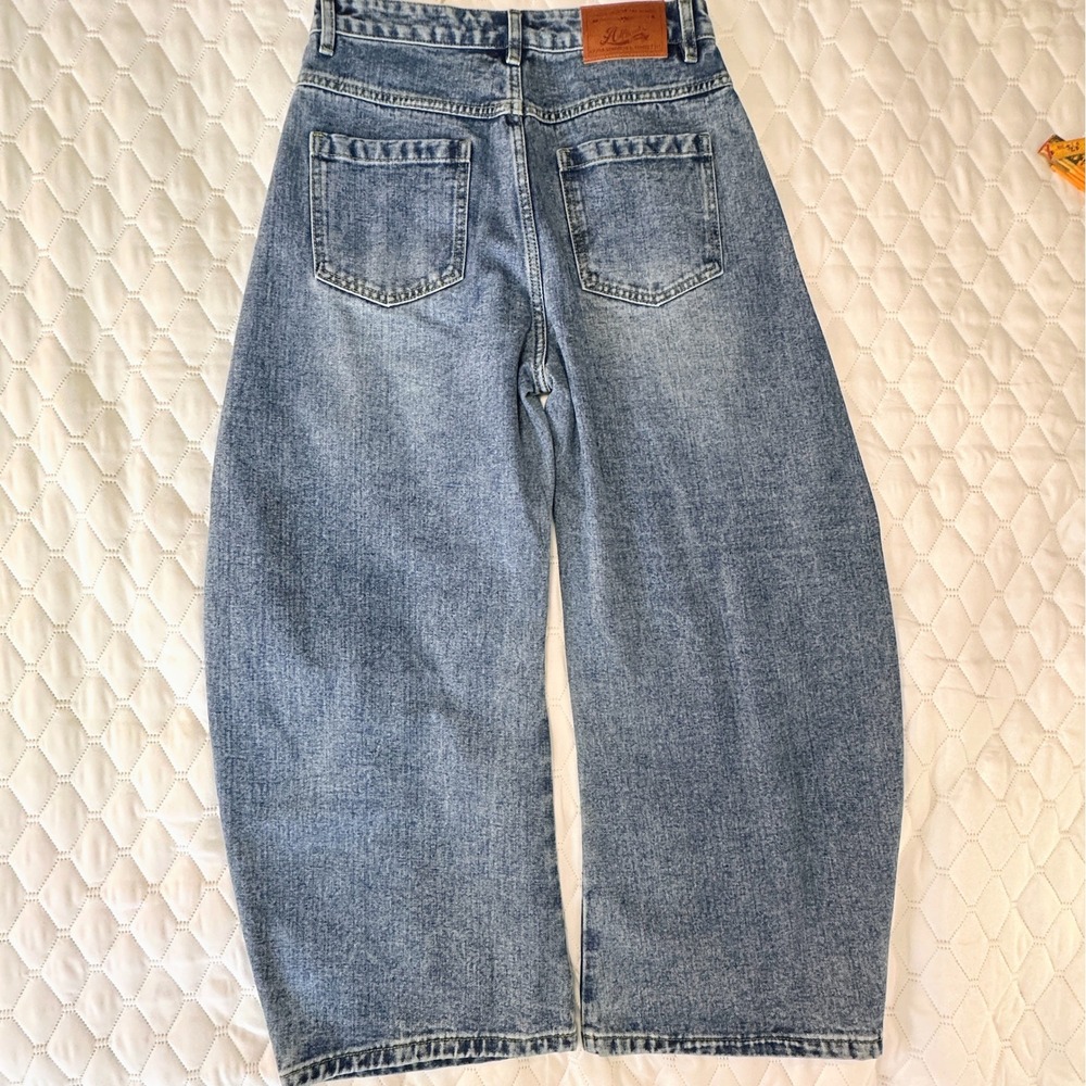 Aelfric Eden Dog Embroidery Jeans 30 Blue New Wide Leg Baggy Dachshund - Picture 2 of 7